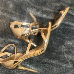 Elegant Gold Strappy Women's Heels